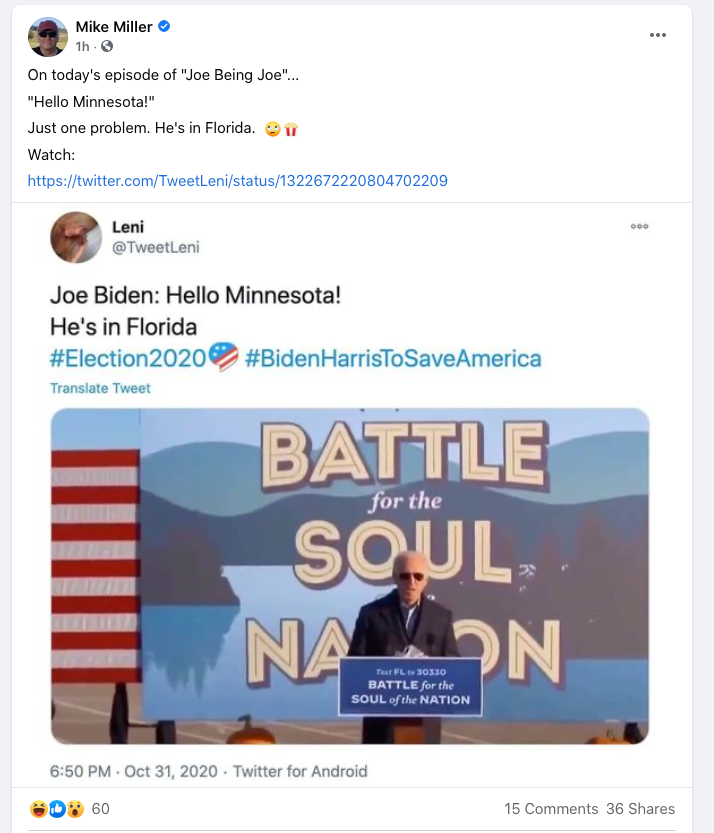 Mike Miller Biden manipulated video