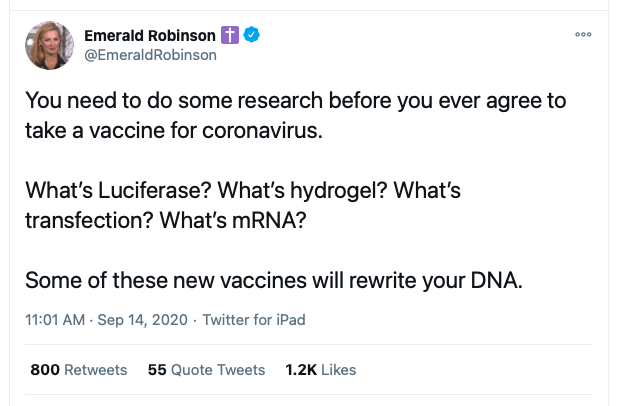 screen grab - emerald robinson tweet