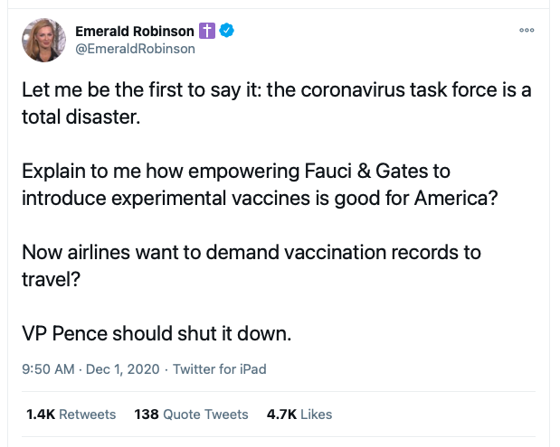 screen grab - emerald robinson tweet