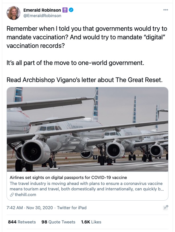 screen grab - emerald robinson tweet