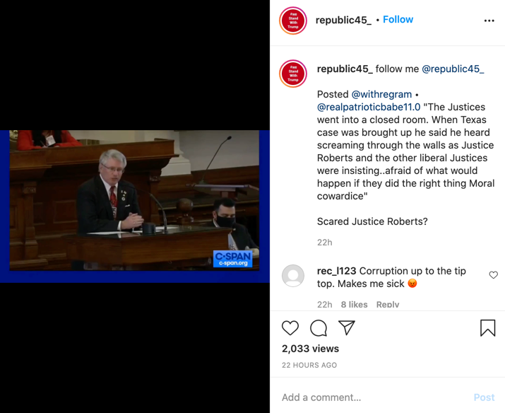 Texas speech Instagram