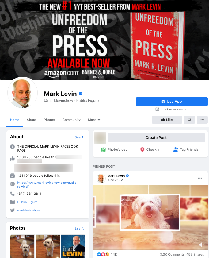 image of facebook page
