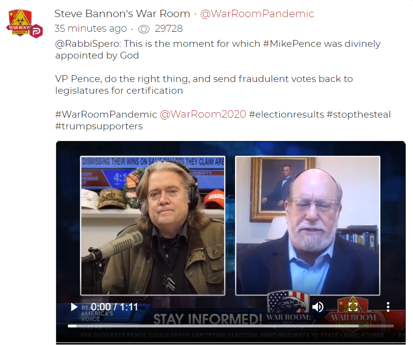 Bannon and Rabbi Spero discussing Pence's vote 