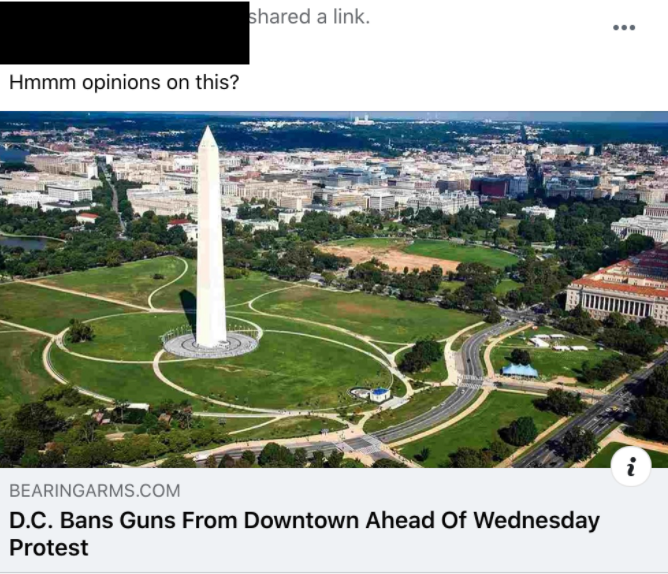 Private, pro-gun Facebook group on guns at D.C. protest 