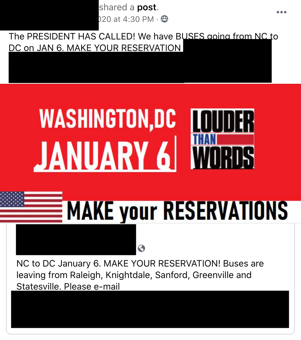 Private Facebook groups promote January 6 protest 