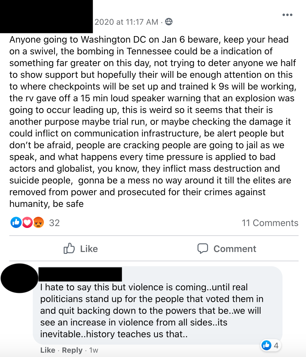 Private Facebook groups promote January 6 protest 