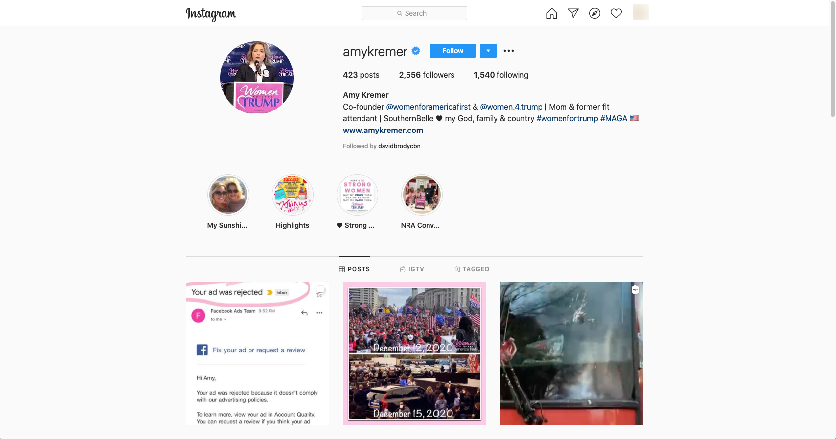 image of instagram page