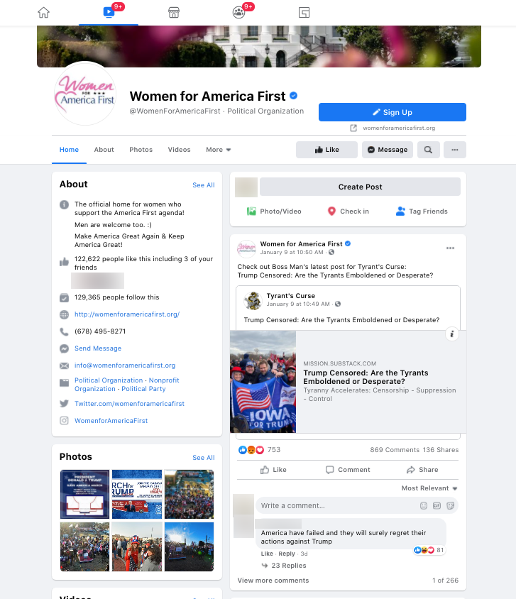 image of facebook page