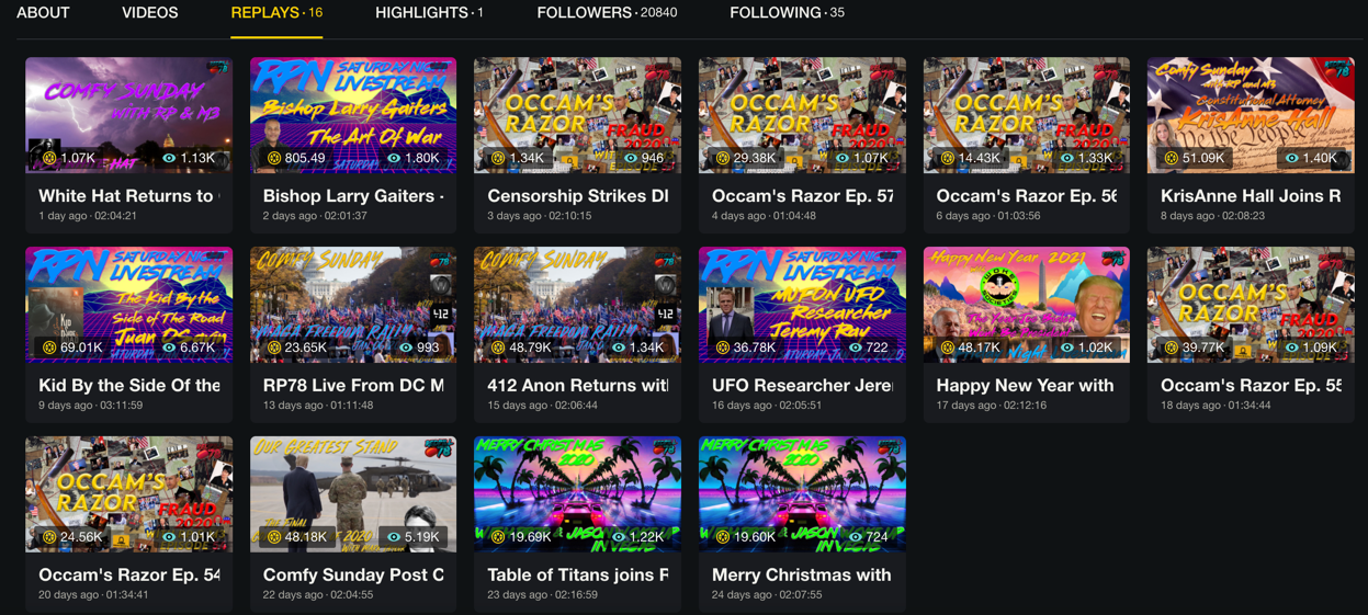 RedPill78 DLive replays