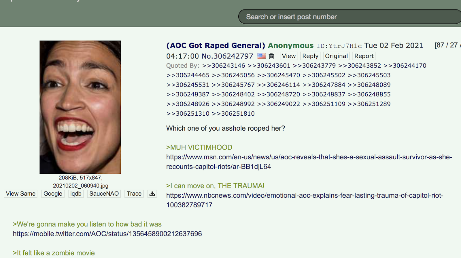 4Chan Thread on Alexandria Ocasio Cortez 