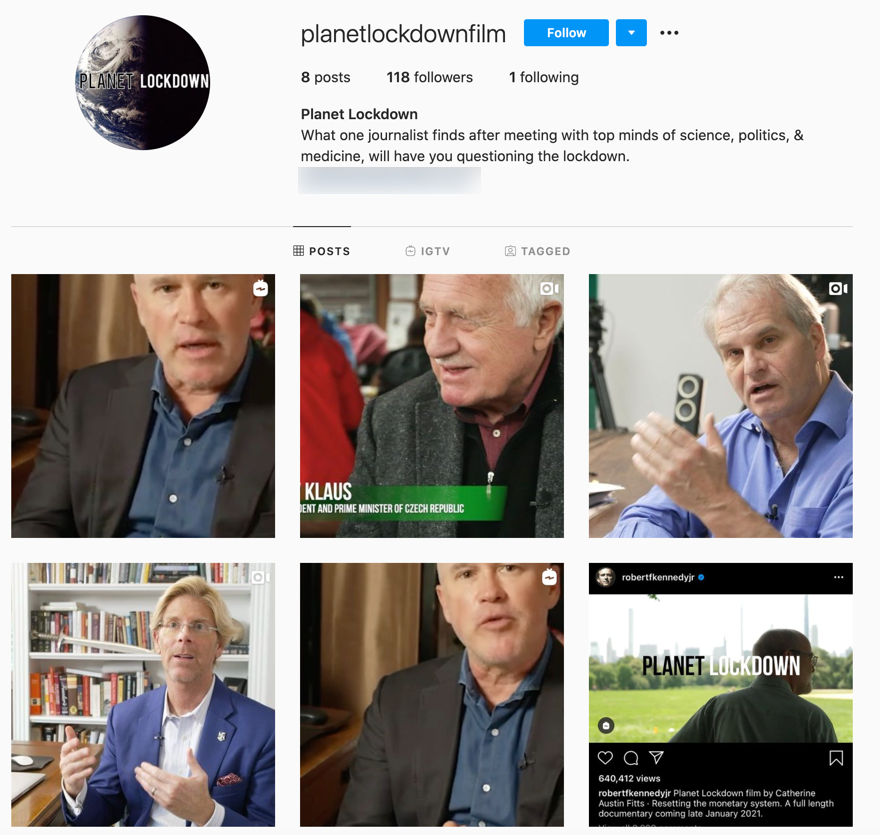 Planet Lockdown Instagram page
