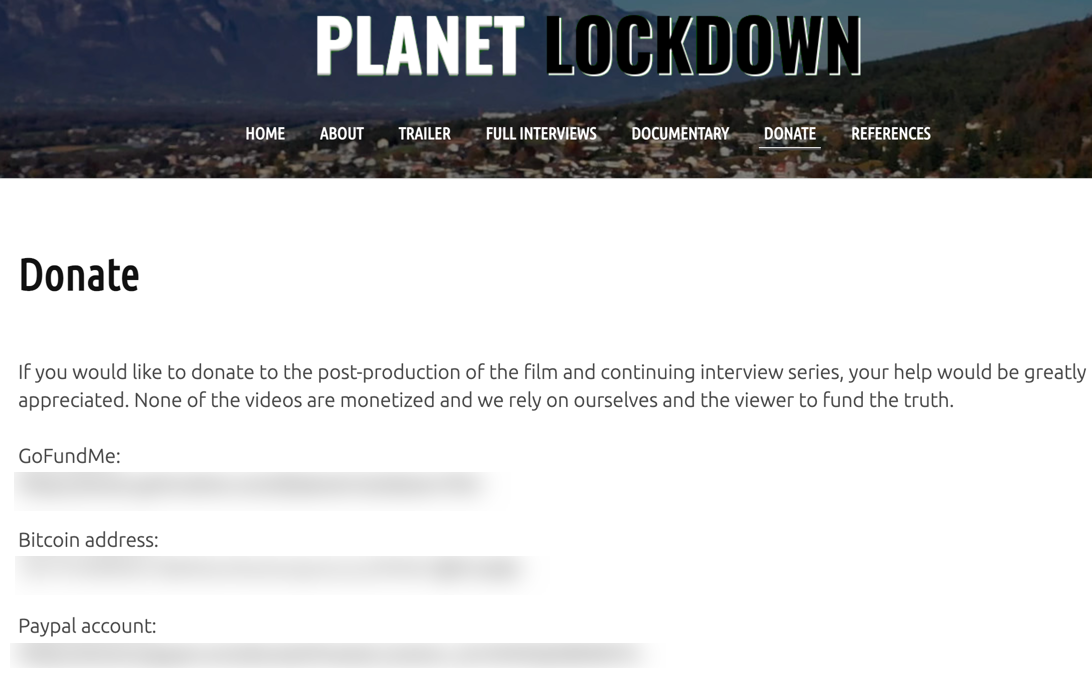 Planet Lockdown donate page