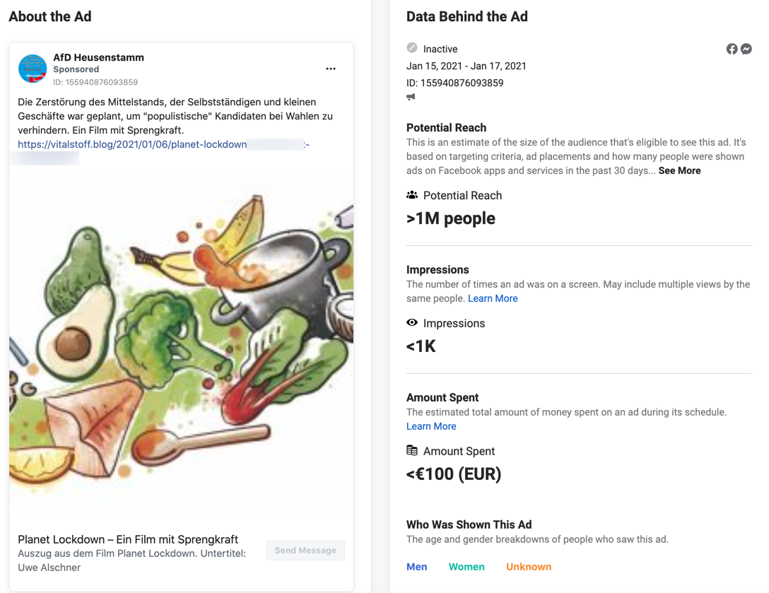 Planet Lockdown Facebook ad