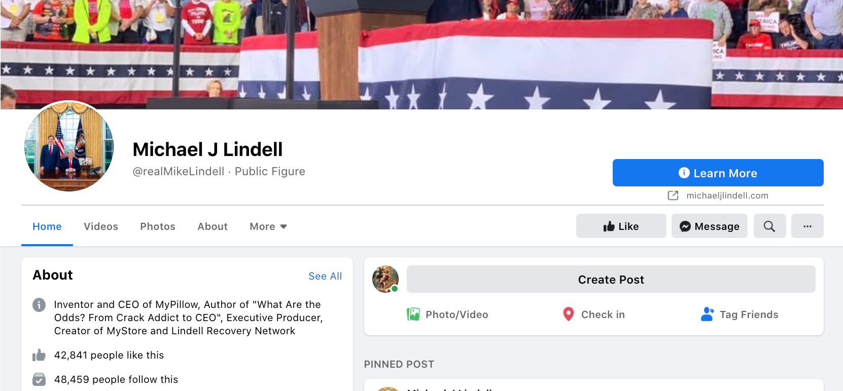 Lindell professional Facebook page