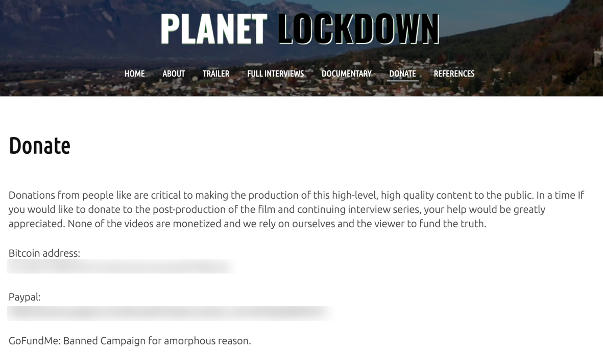 Planet Lockdown GoFundMe ban