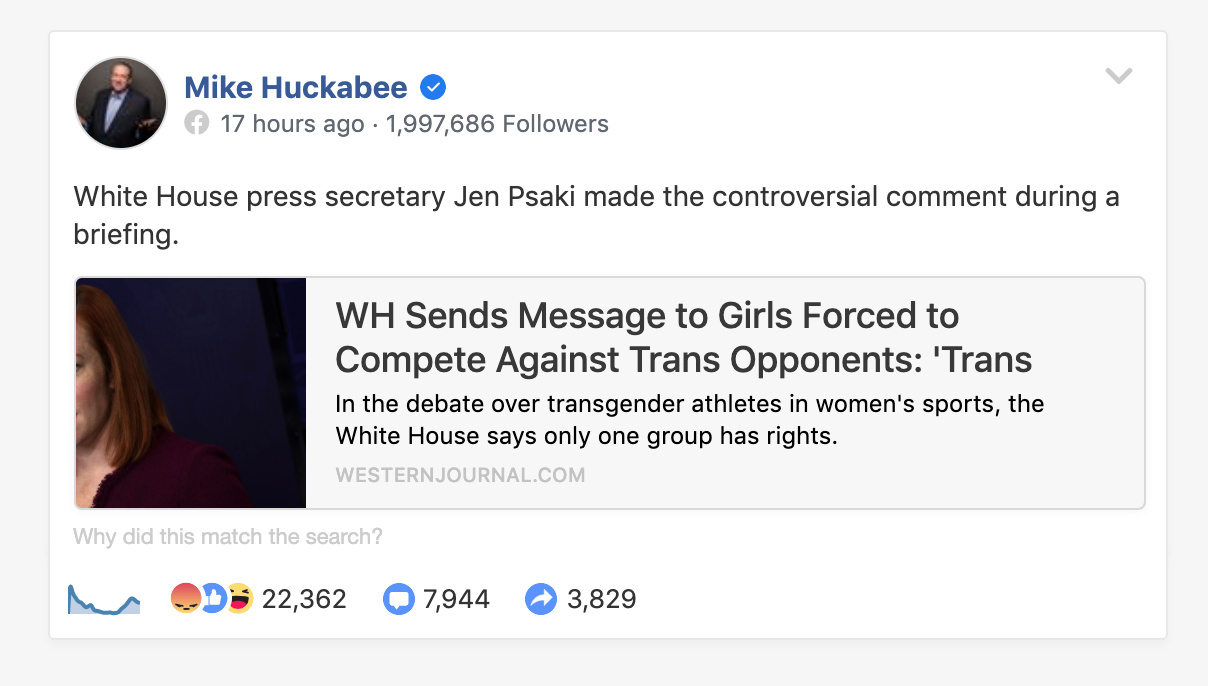 Huckabee FB engagement WH briefing 