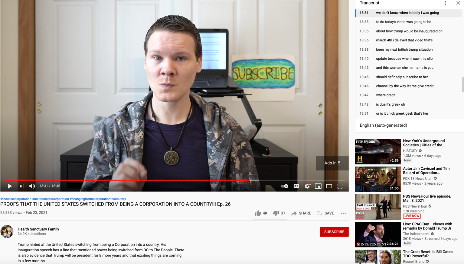 YouTube QAnon March 4 video2