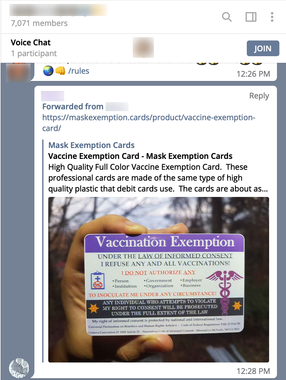 image of telegram post