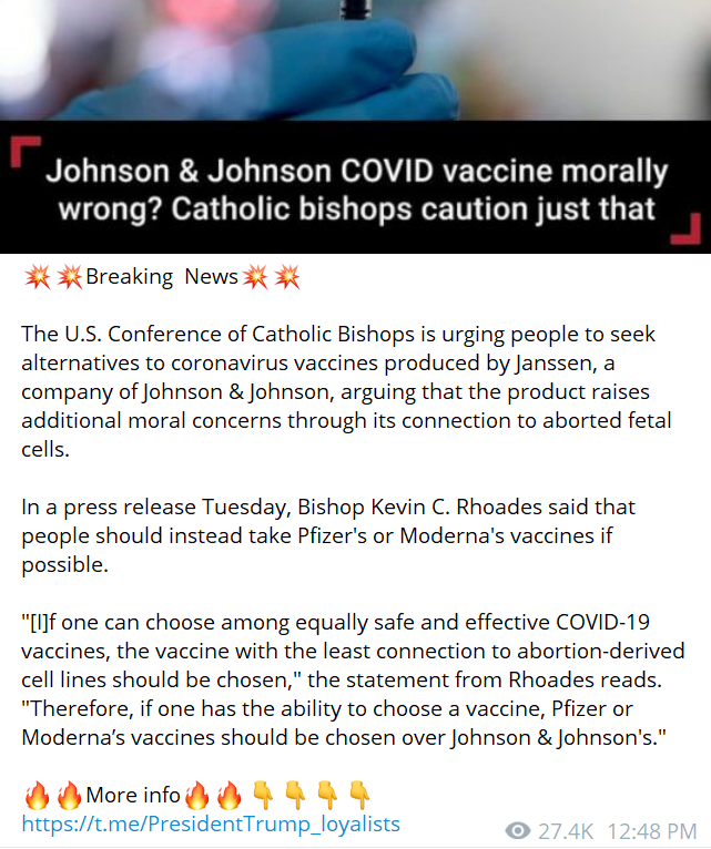 Misinformation about the Johnson & Johnson COVID-19 vaccine