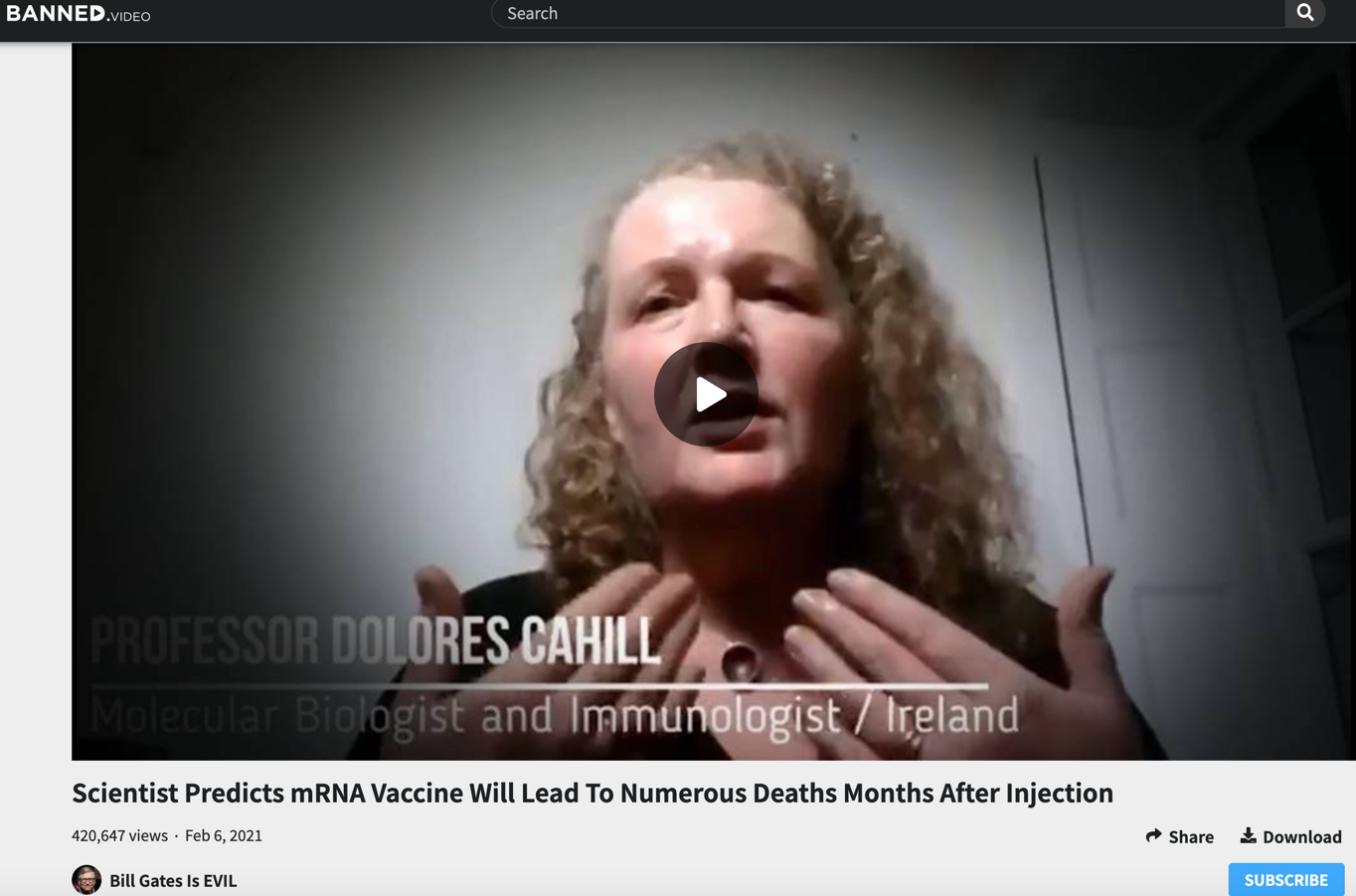 Dolores Cahill banned dot video