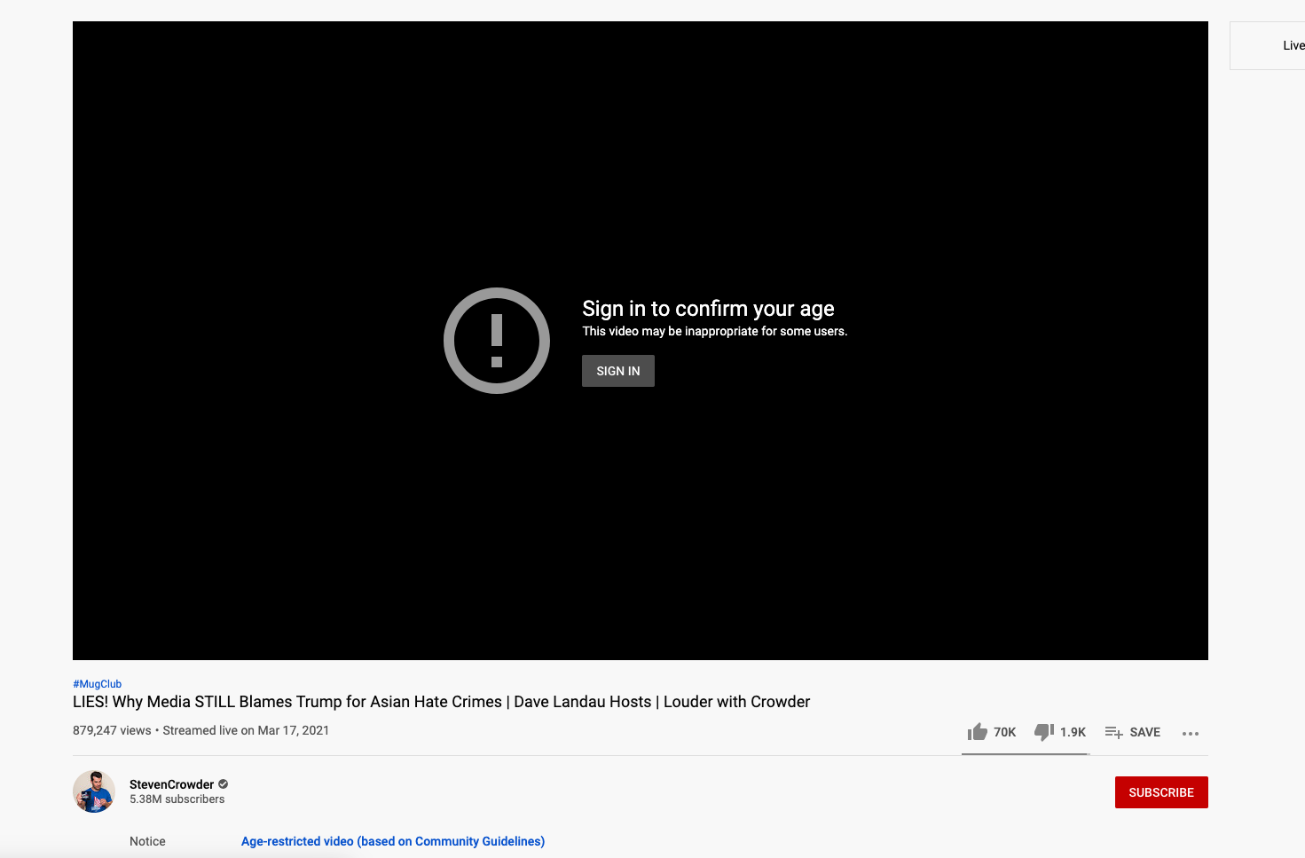 Crowder age restriction