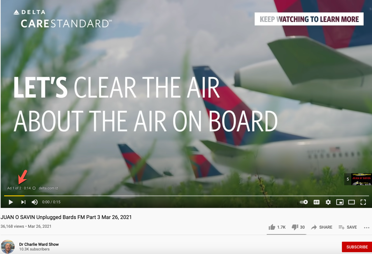 Dr Charlie Ward Show QAnon show ad YouTube