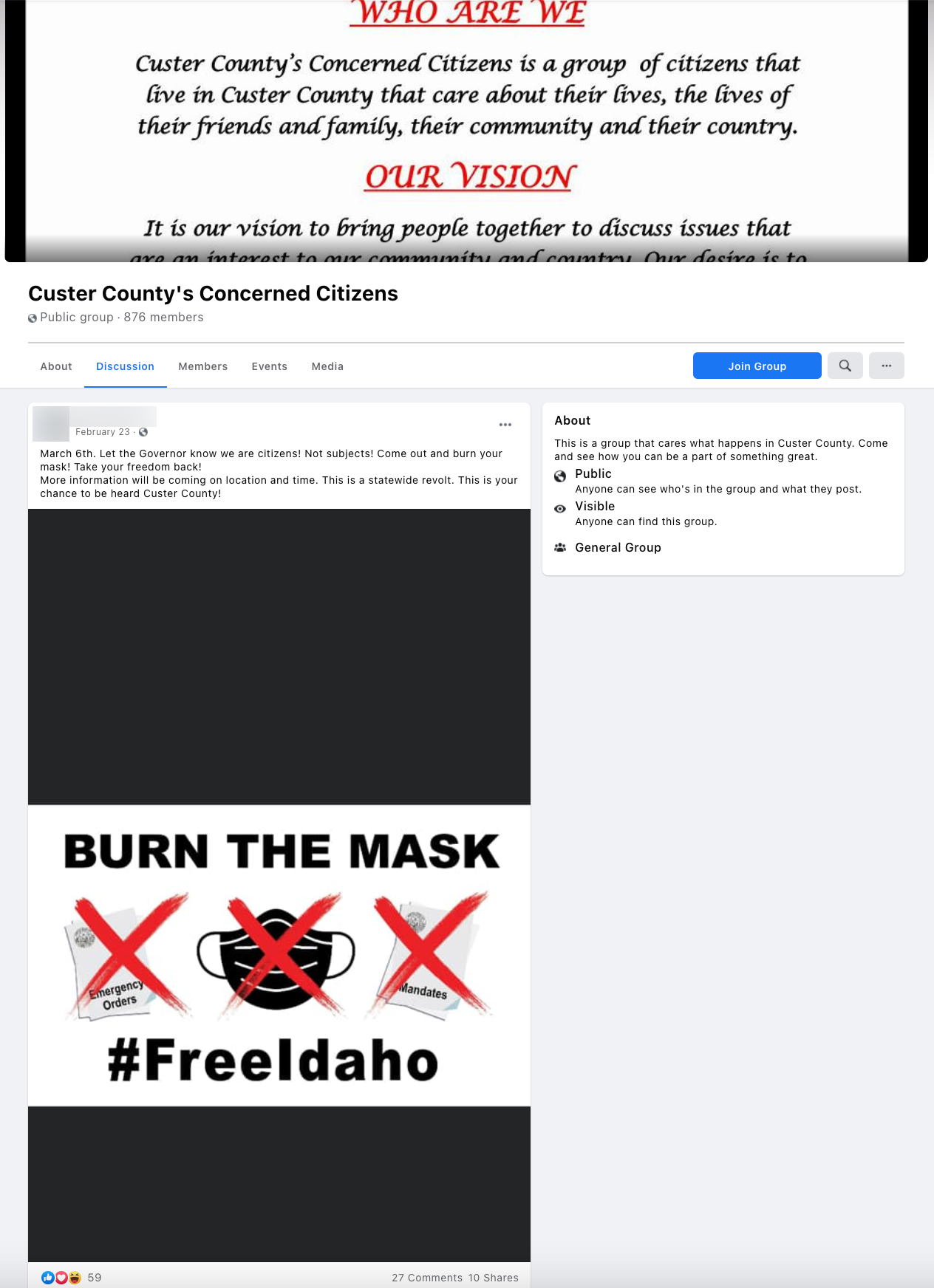 image of facebook post