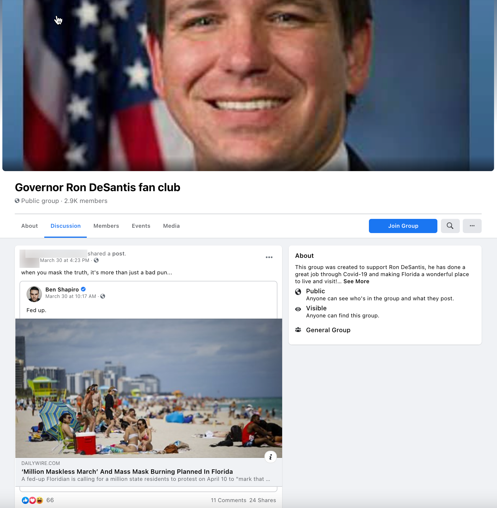 image of facebook post