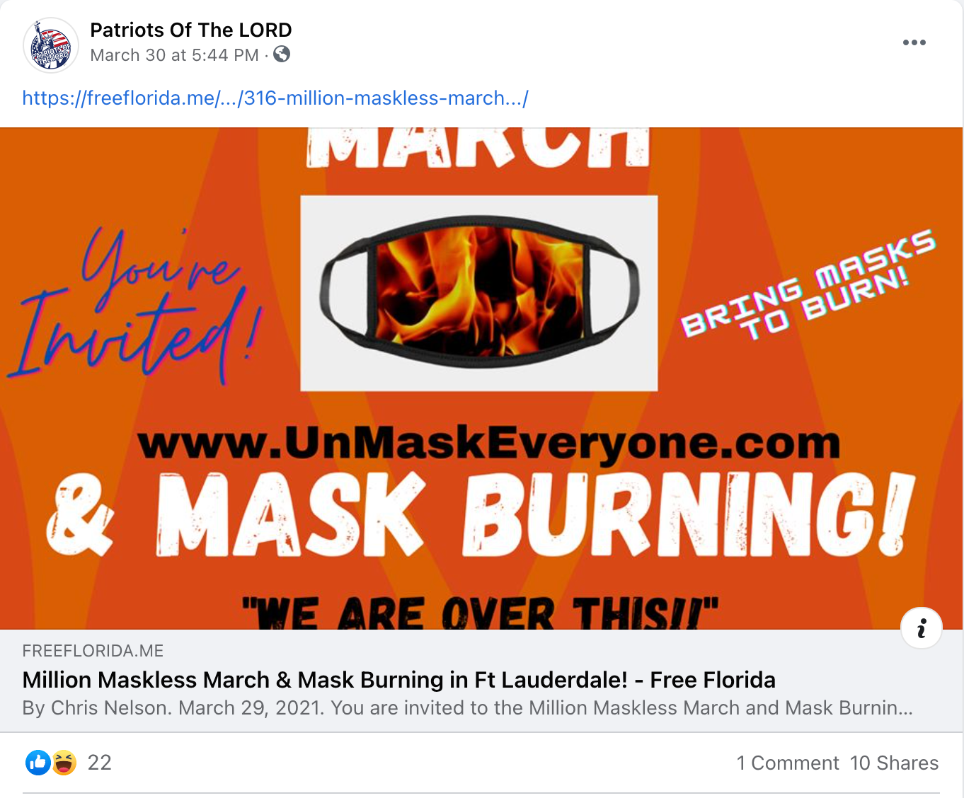image of facebook post