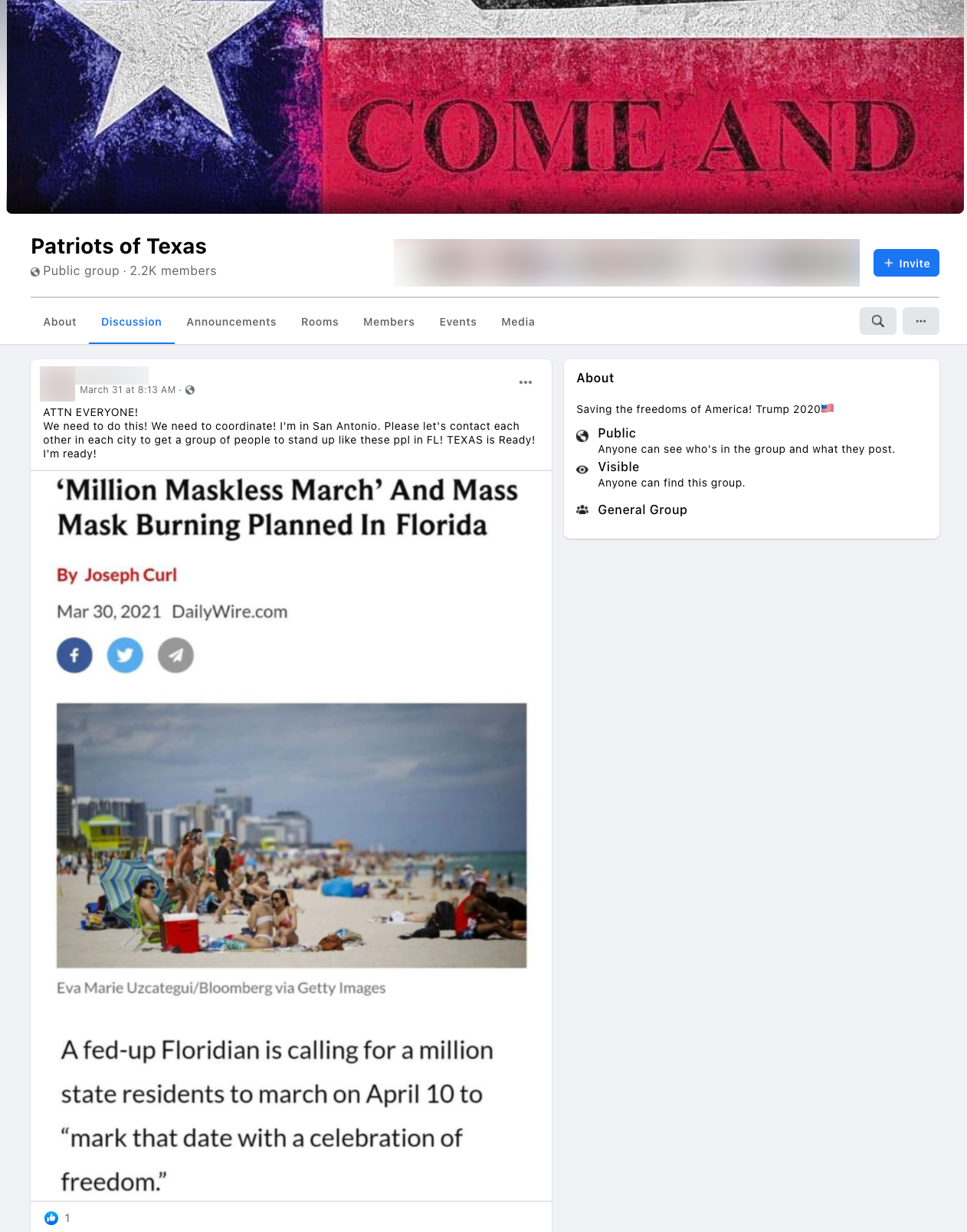 image of facebook post