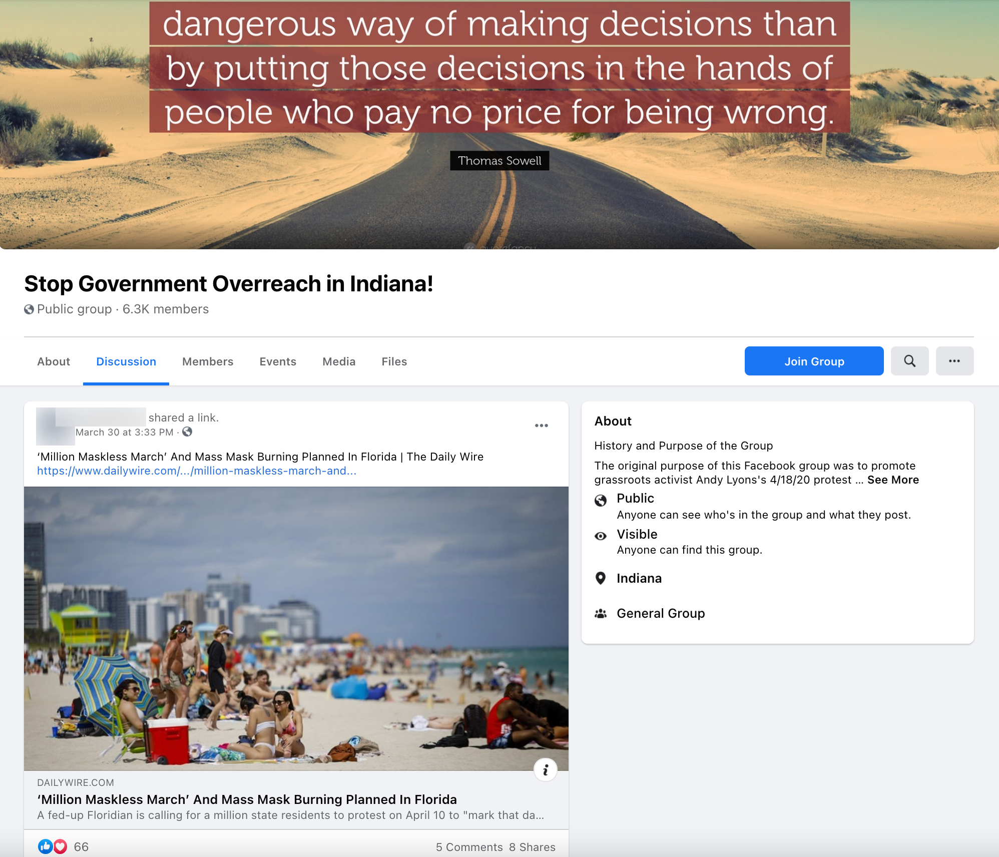 image of facebook post