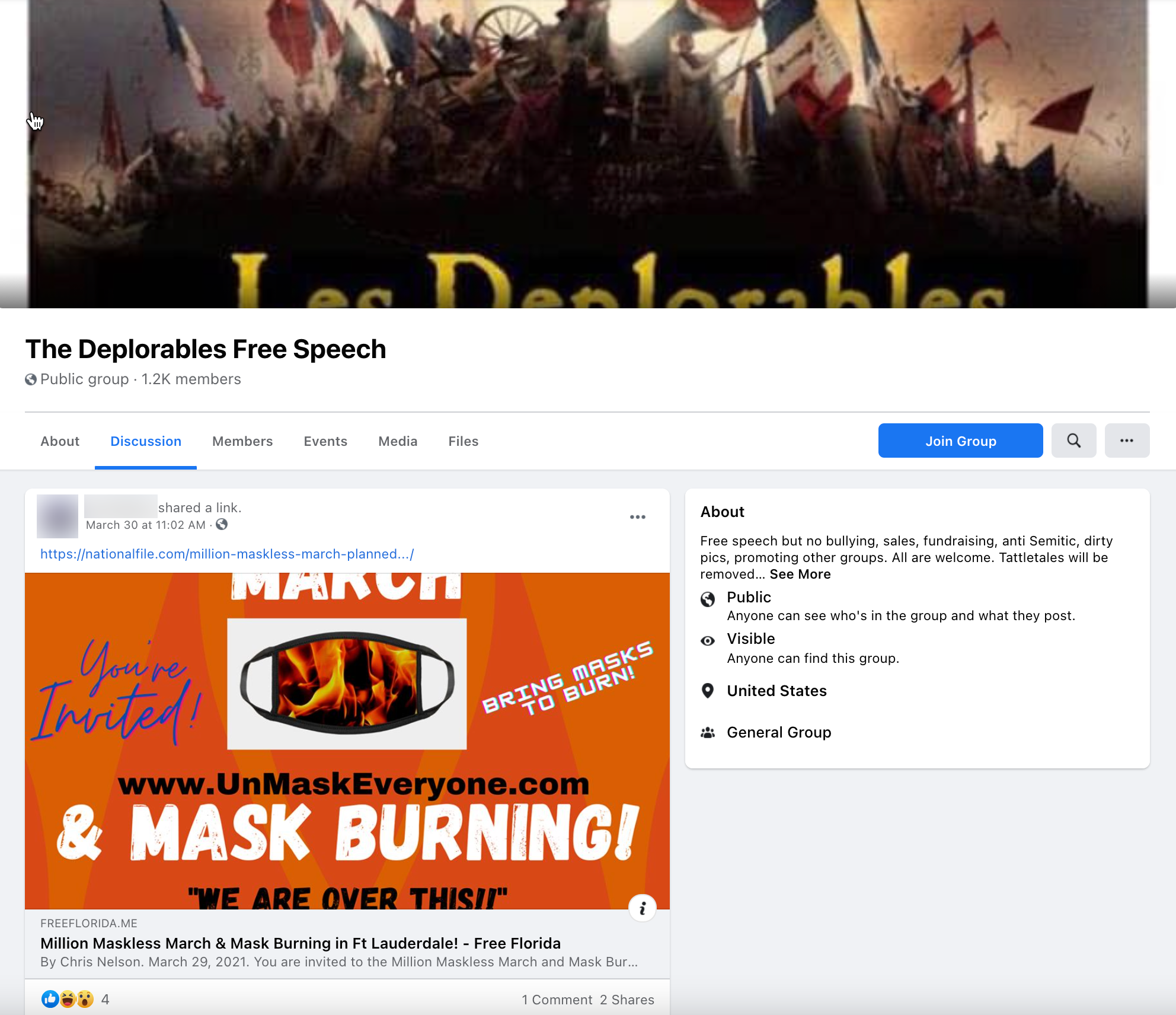 image of facebook post