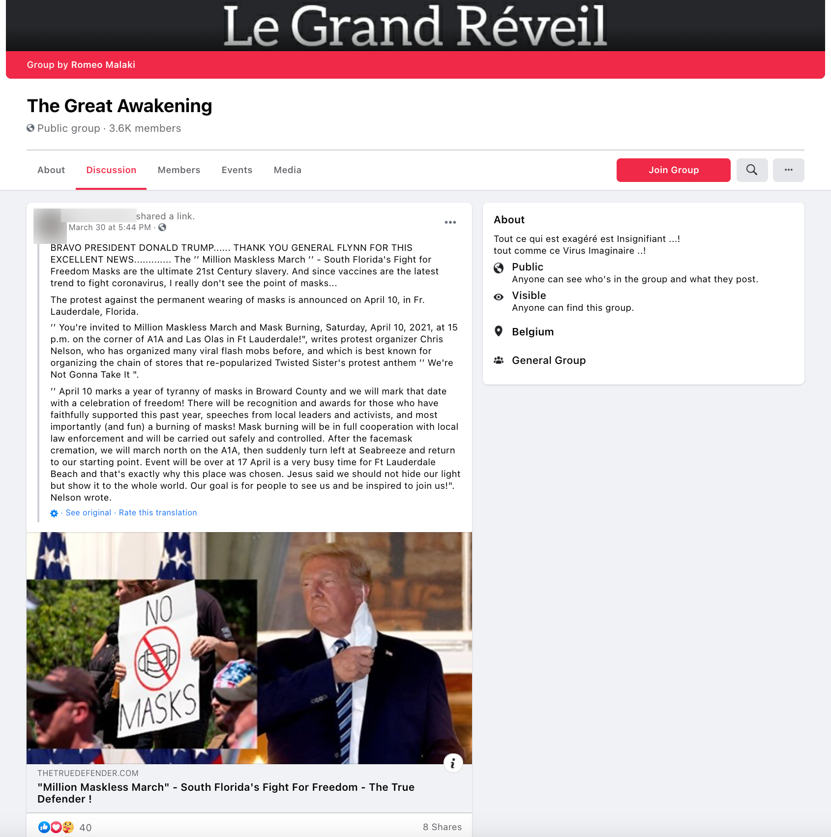 image of facebook post