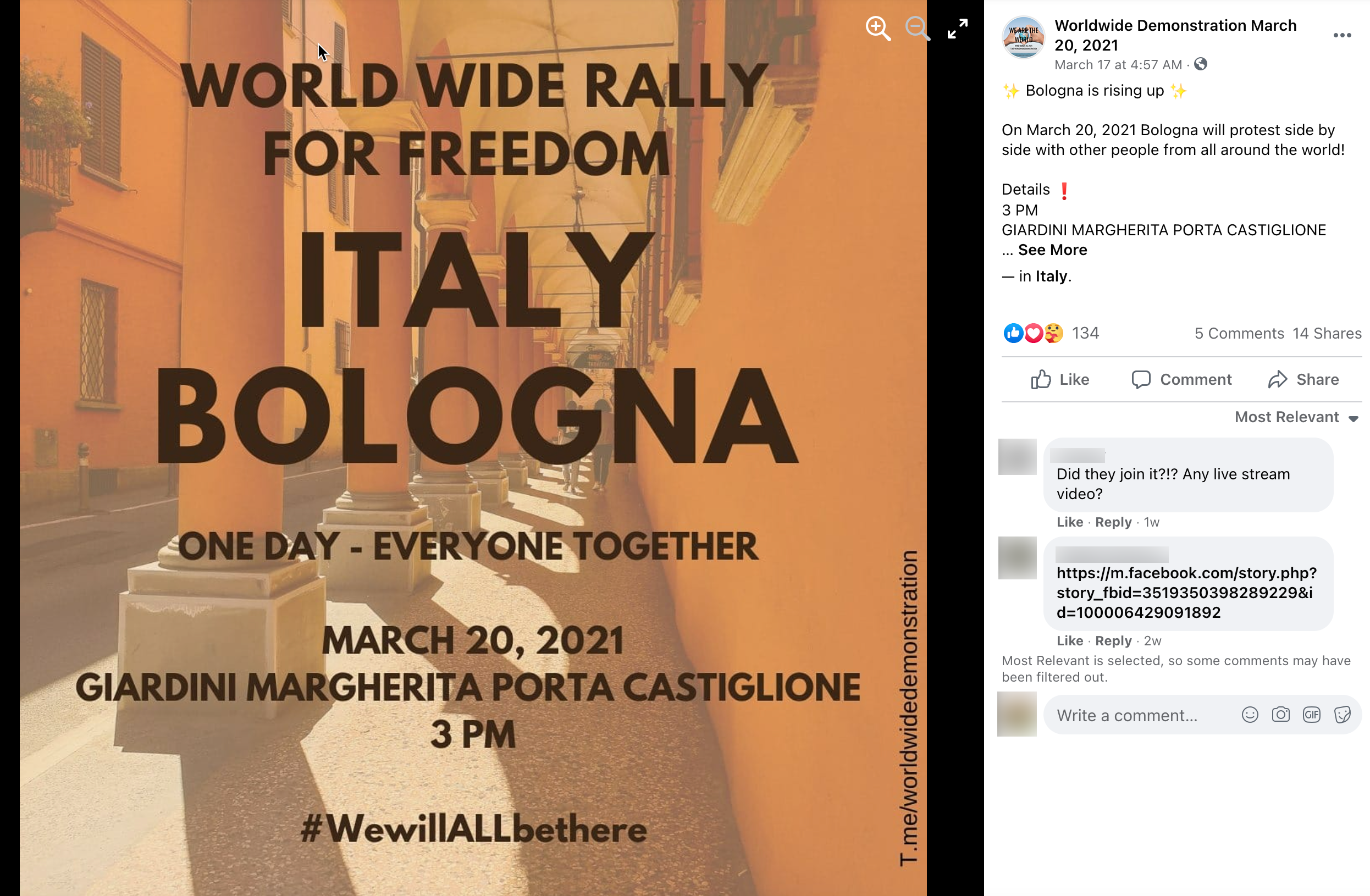 image of facebook post