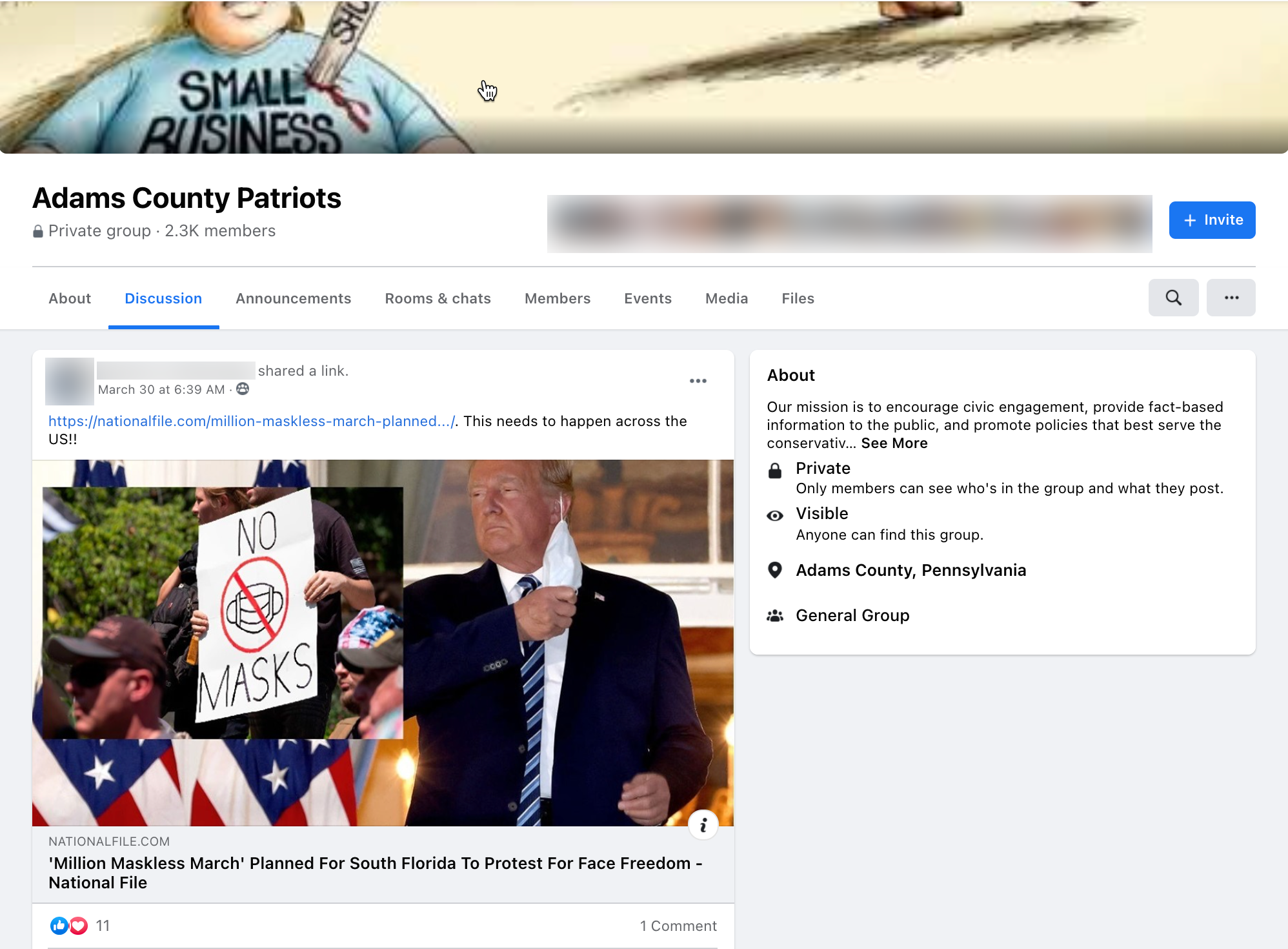 image of facebook post