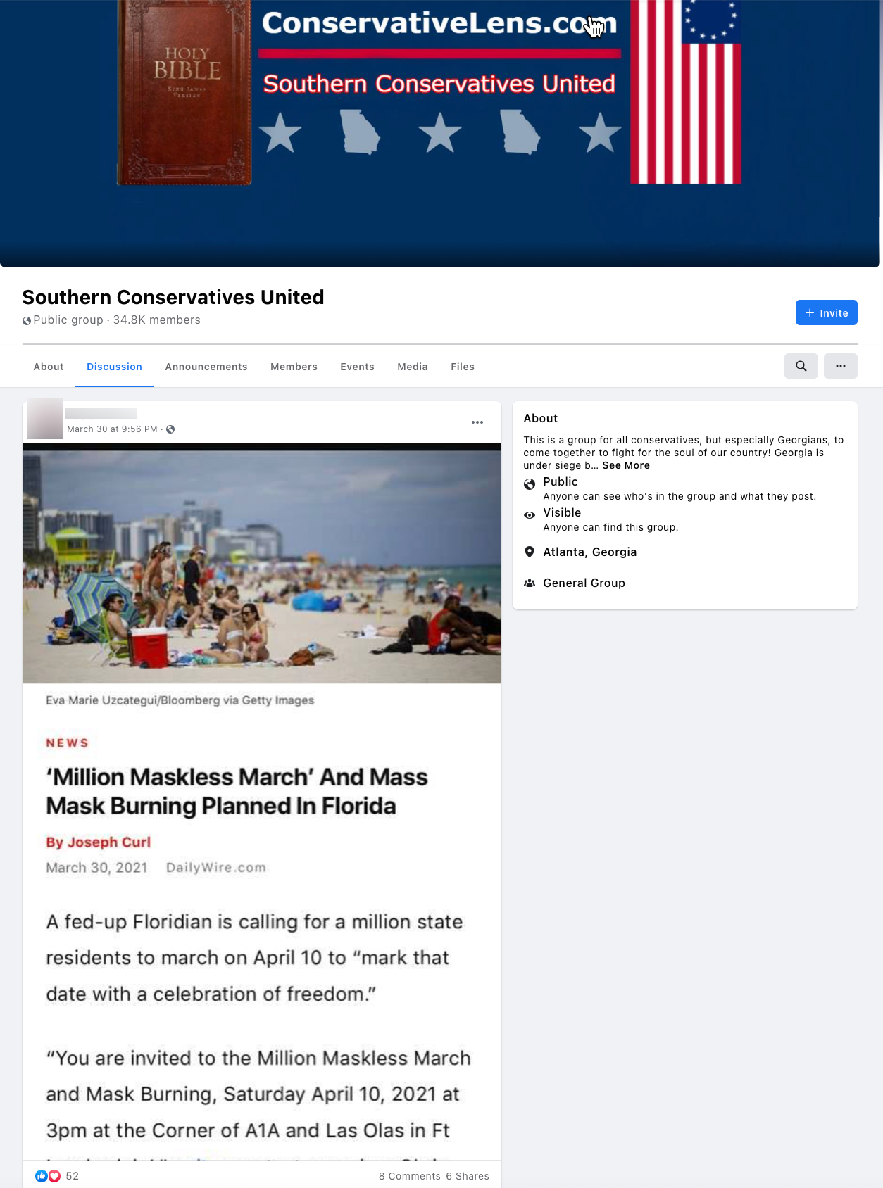 image of facebook post