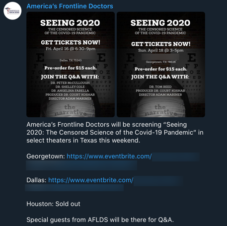 America's Frontline Doctors Eventbrite