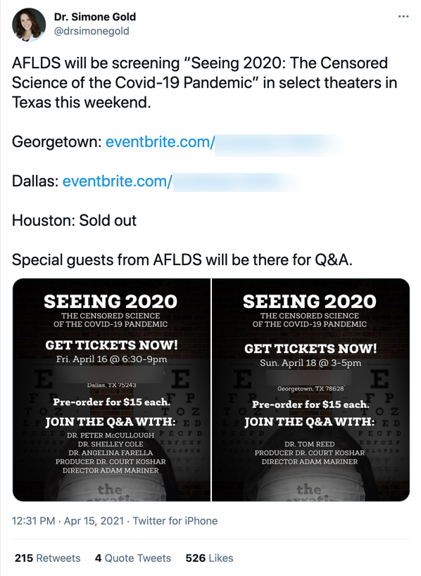 Gold Eventbrite tweet