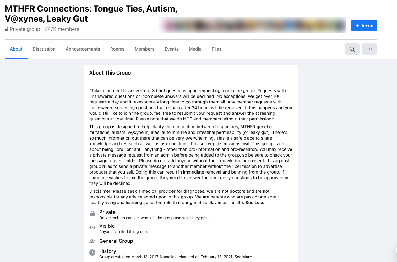 image of facebook group's about