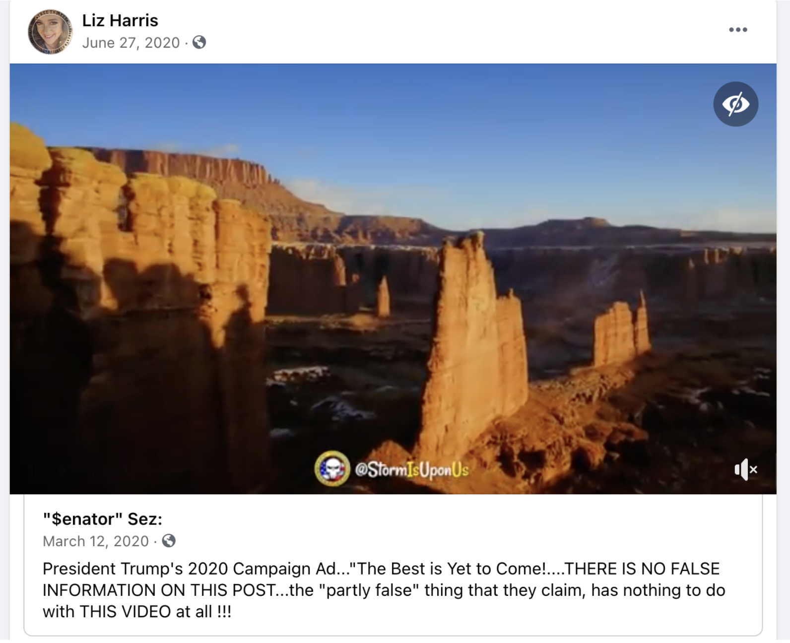 QAnon video on Harris' fb page
