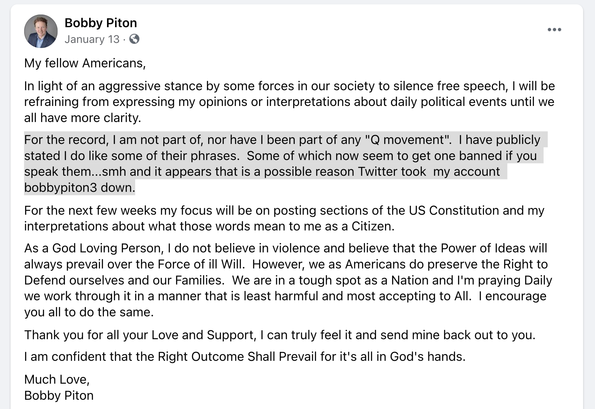 piton 'i'm not qanon' but he is