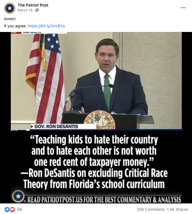 image of facebook post