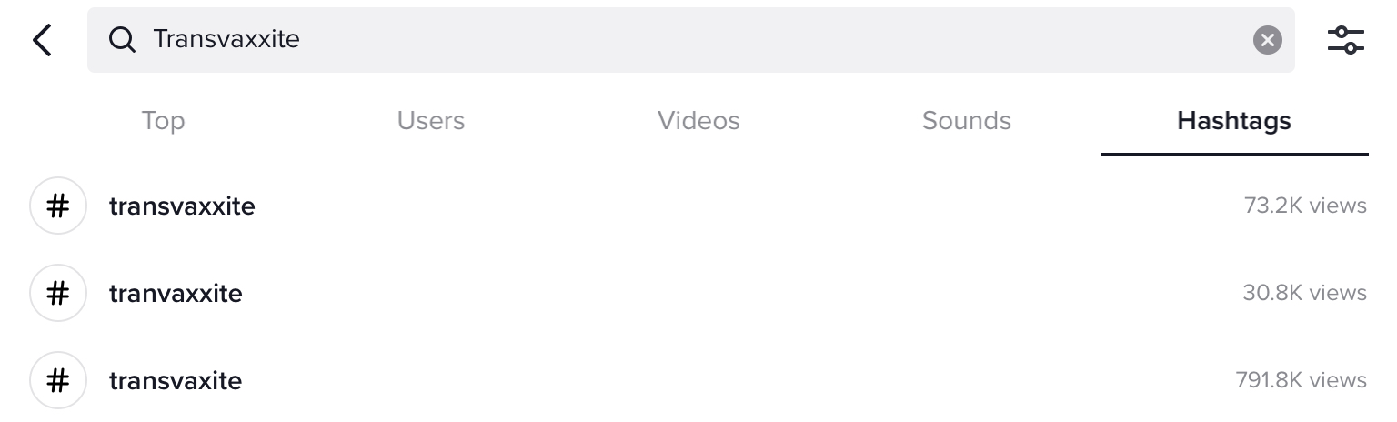 TikTok transphobic term hashtags
