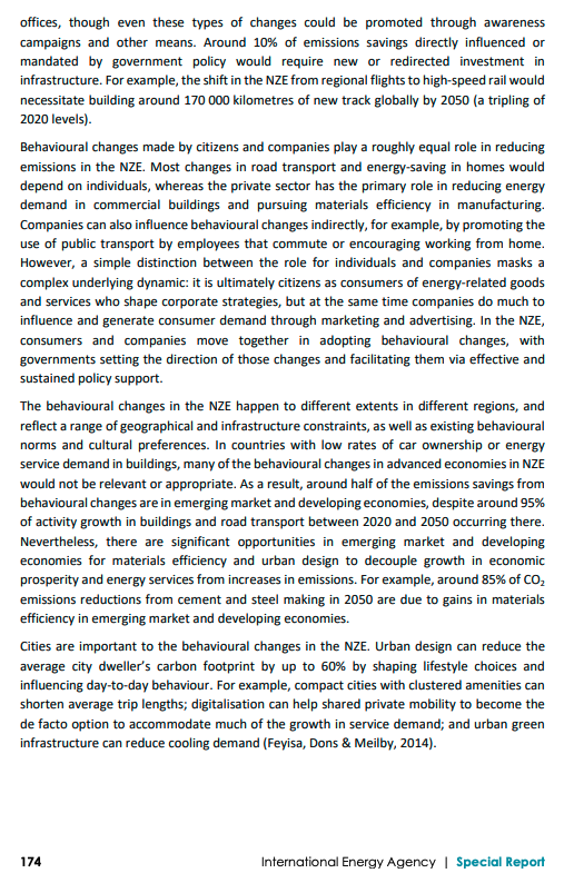 IEA Net Zero by 2050 - Behavioral Changes p. 174