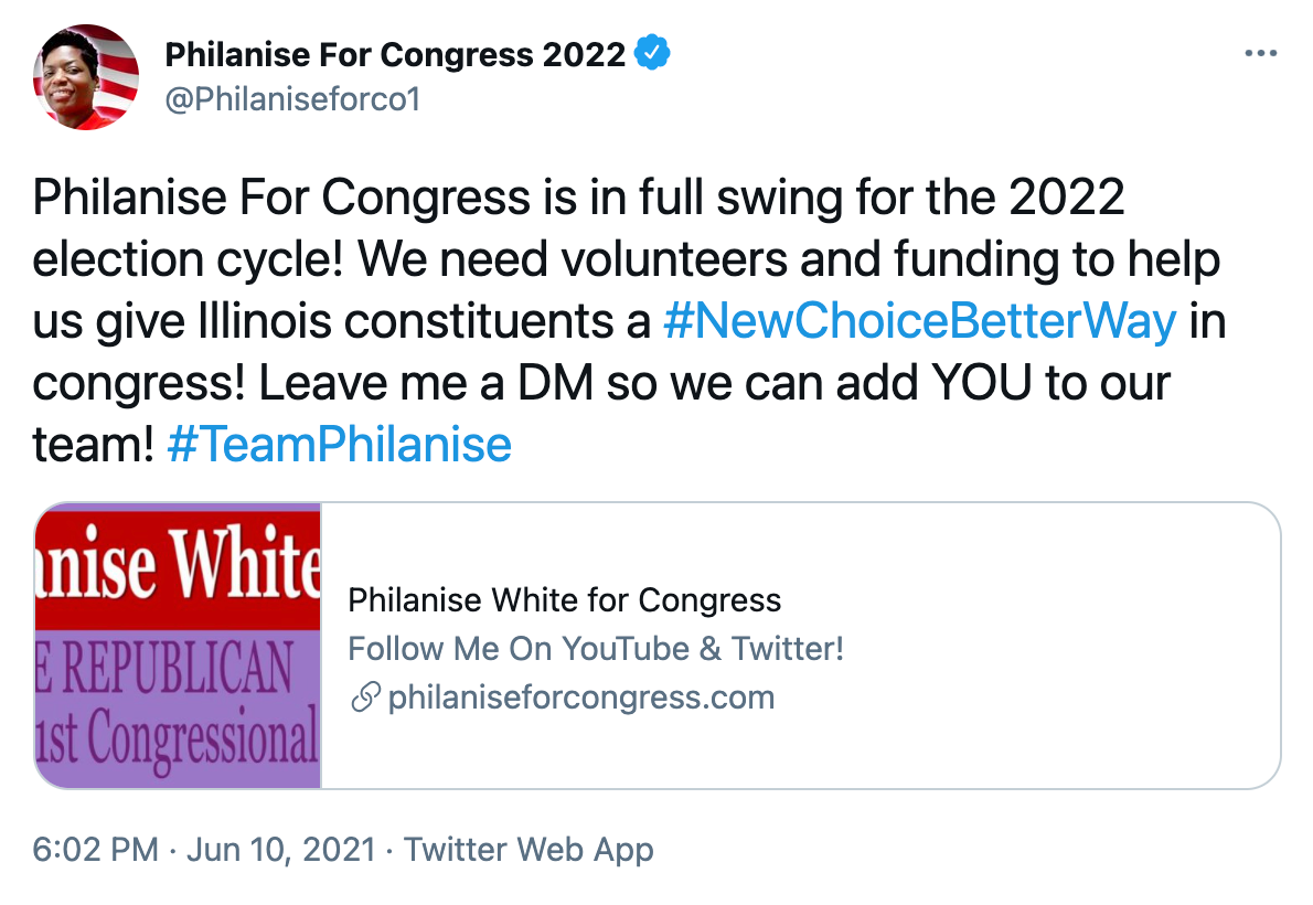 Philanise White 2022 campaign