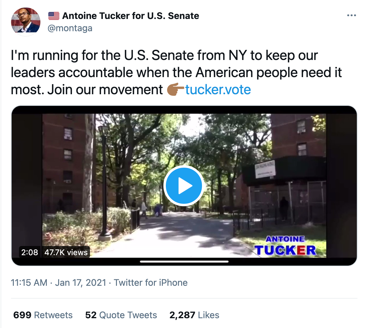 Antoine Tucker 2022 campaign