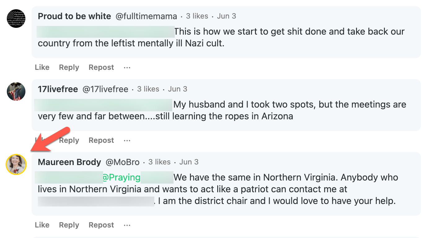 QAnon influencer Gab precinct promotion response3