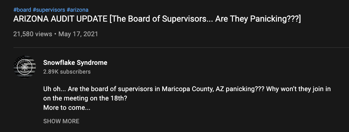 ARIZONA AUDIT UPDATE [The Board of Supervisors... Are They Panicking???]