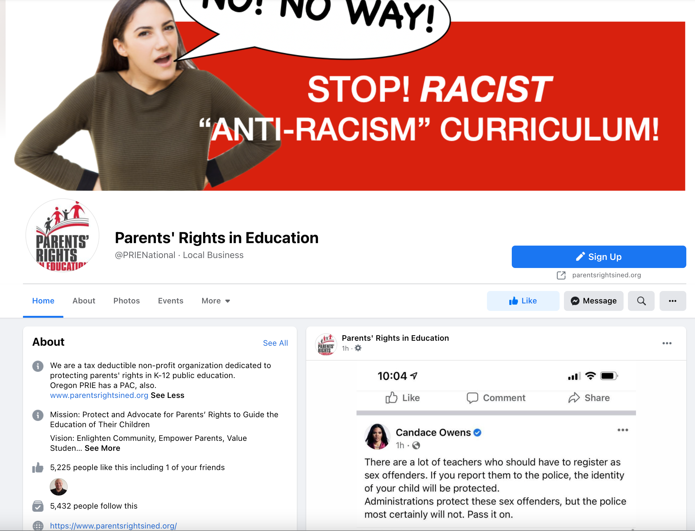 image of facebook page