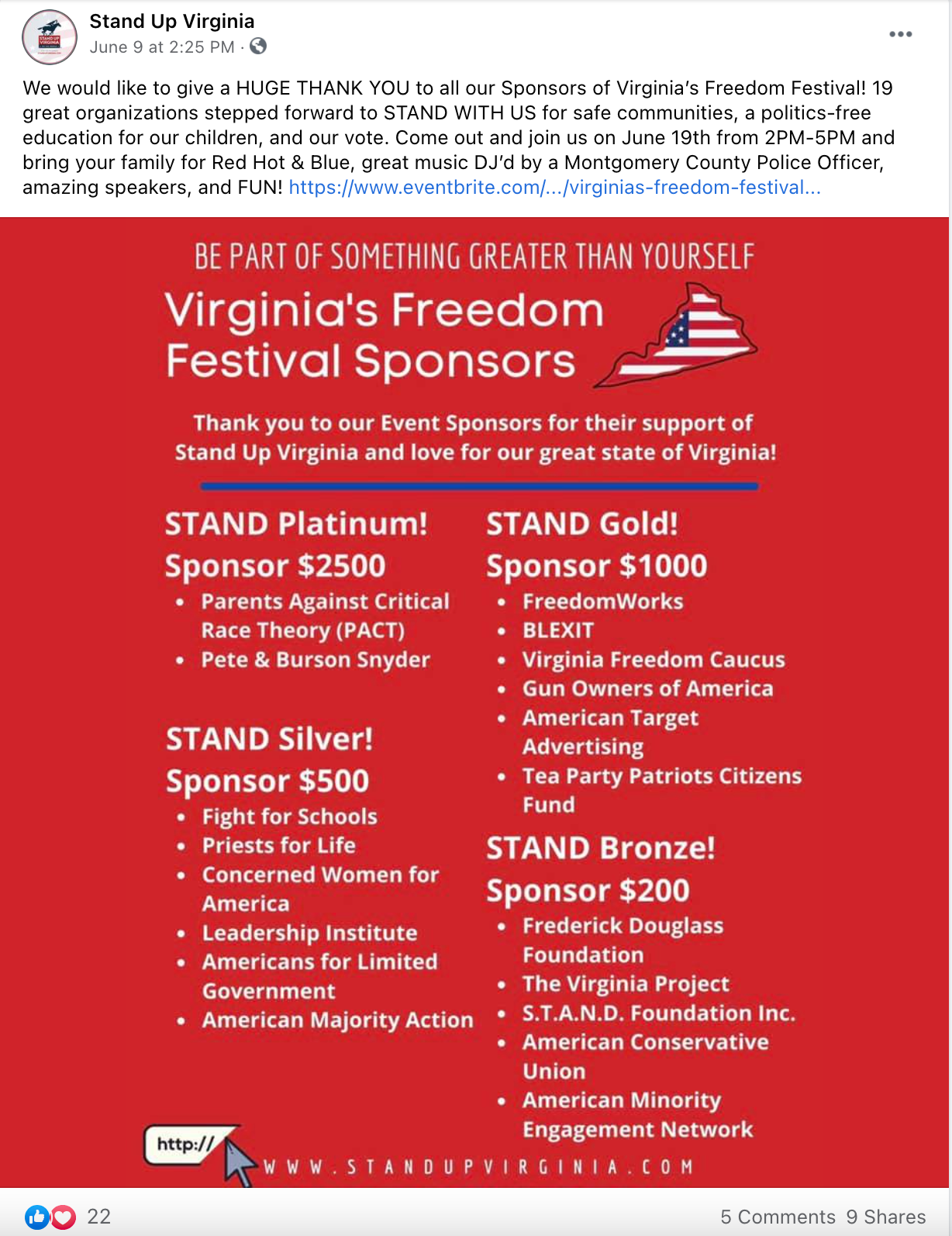 image of facebook post